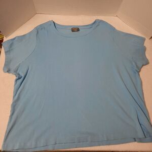 Masseys Women’s 5X Light Blue Short Sleeve Top Plus Size Crew Neck Pre-Owned